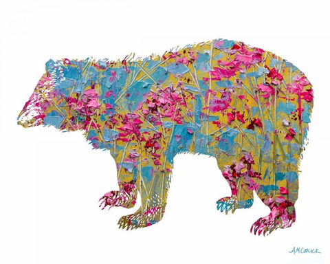 Colorful Bear Black Ornate Wood Framed Art Print with Double Matting by Coolick, Ann Marie