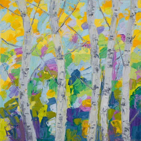 Dancing Birch Tree I Black Ornate Wood Framed Art Print with Double Matting by Coolick, Ann Marie