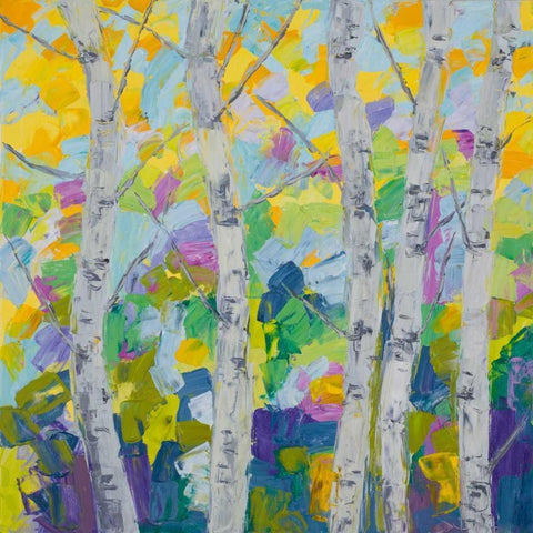 Dancing Birch Tree I Black Modern Wood Framed Art Print with Double Matting by Coolick, Ann Marie
