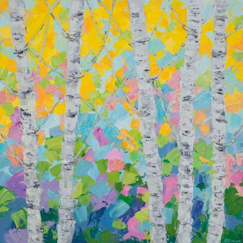 Dancing Birch Tree II White Modern Wood Framed Art Print by Coolick, Ann Marie