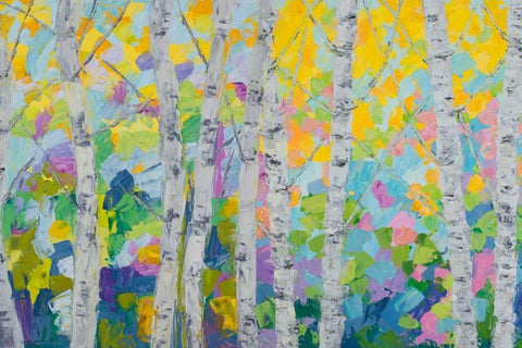 Dancing Birch Tree II White Modern Wood Framed Art Print with Double Matting by Coolick, Ann Marie