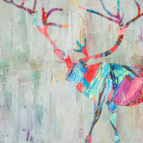 Rhizome Deer White Modern Wood Framed Art Print with Double Matting by Coolick, Ann Marie