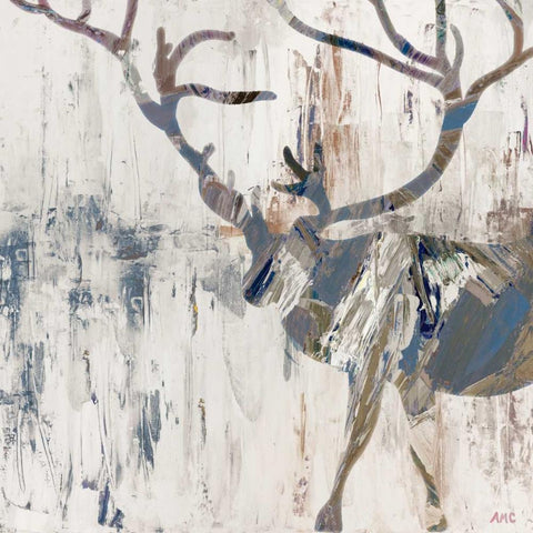 Neutral Rhizome Deer White Modern Wood Framed Art Print with Double Matting by Coolick, Ann Marie