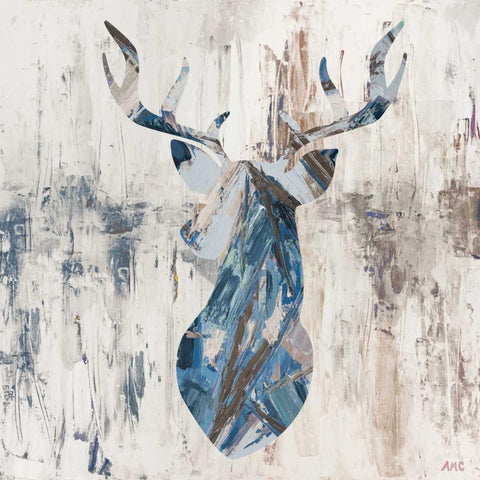 Blue Rhizome Deer Bust Black Modern Wood Framed Art Print by Coolick, Ann Marie