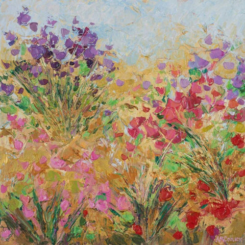 Floral Fields I Black Modern Wood Framed Art Print with Double Matting by Coolick, Ann Marie