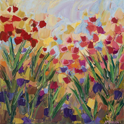 Floral Fields II Black Modern Wood Framed Art Print with Double Matting by Coolick, Ann Marie