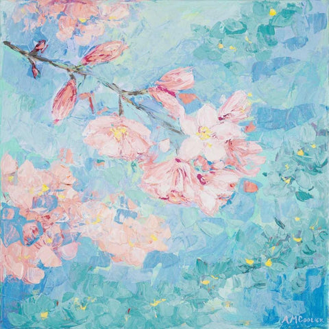 Yoshino Cherry Blossom I Black Modern Wood Framed Art Print with Double Matting by Coolick, Ann Marie