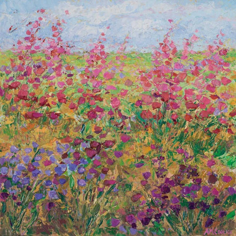 Floral Fields II Black Modern Wood Framed Art Print with Double Matting by Coolick, Ann Marie