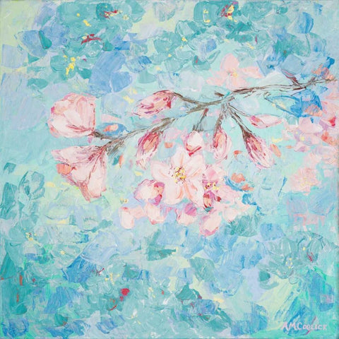 Yoshino Cherry Blossom II Black Modern Wood Framed Art Print with Double Matting by Coolick, Ann Marie