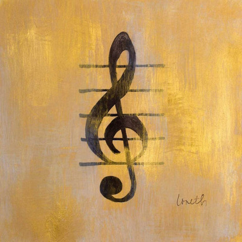 Treble Clef Border Black Modern Wood Framed Art Print with Double Matting by Loreth, Lanie