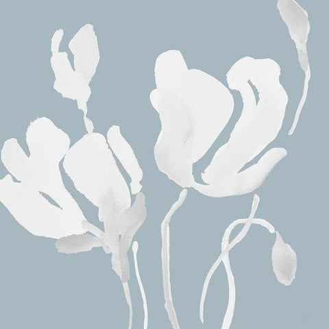 White Tonal Magnolias White Modern Wood Framed Art Print with Double Matting by Loreth, Lanie