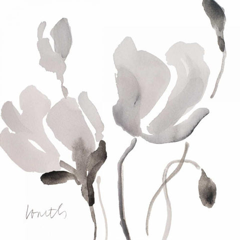 Tonal Magnolias II White Modern Wood Framed Art Print by Loreth, Lanie