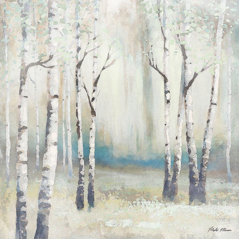 Watercolor December Birch I White Modern Wood Framed Art Print by Marcon, Michael