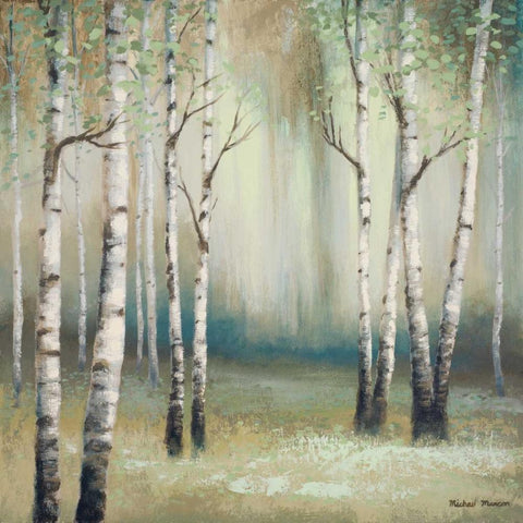 Late September Birch I Black Modern Wood Framed Art Print by Marcon, Michael