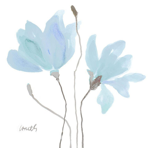 Floral Sway Blue II White Modern Wood Framed Art Print by Loreth, Lanie