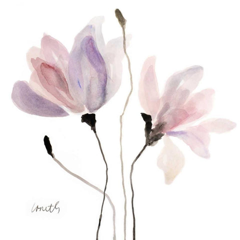 Floral Sway I White Modern Wood Framed Art Print with Double Matting by Loreth, Lanie