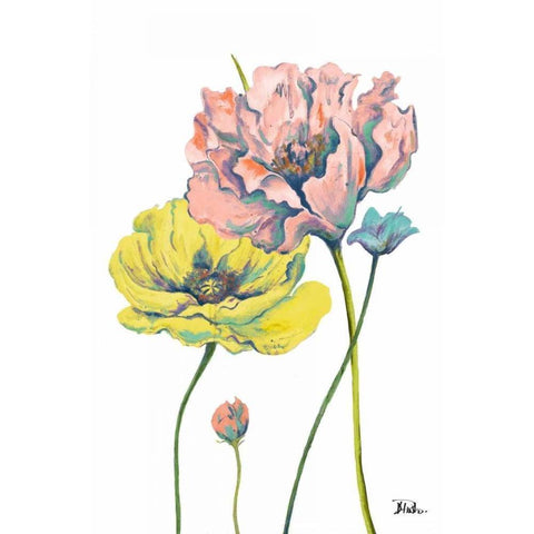 Fresh Colored Poppies I Black Modern Wood Framed Art Print by Pinto, Patricia