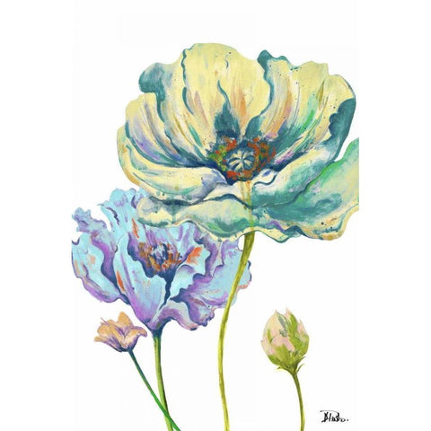 Fresh Colored Poppies II Gold Ornate Wood Framed Art Print with Double Matting by Pinto, Patricia