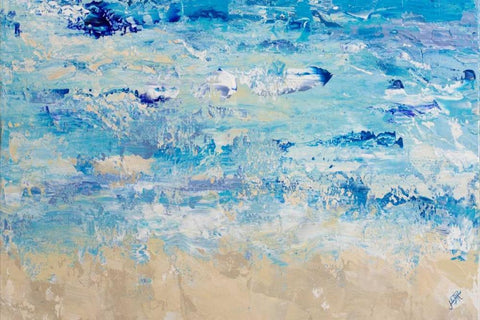 Blue Crashing Wave White Modern Wood Framed Art Print with Double Matting by DeRice, Julie