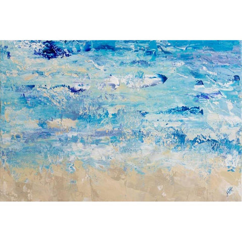 Blue Crashing Wave Black Modern Wood Framed Art Print by DeRice, Julie
