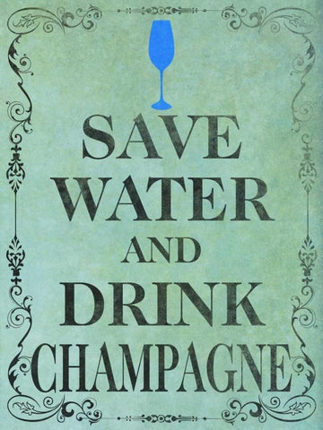 Save and Drink I Black Ornate Wood Framed Art Print with Double Matting by SD Graphics Studio