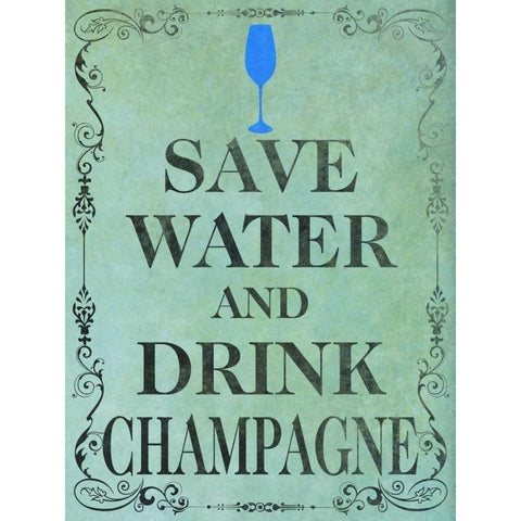 Save and Drink I Black Modern Wood Framed Art Print with Double Matting by SD Graphics Studio