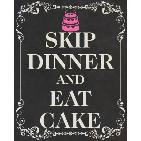 Eat Cake Pink II Black Modern Wood Framed Art Print with Double Matting by SD Graphics Studio