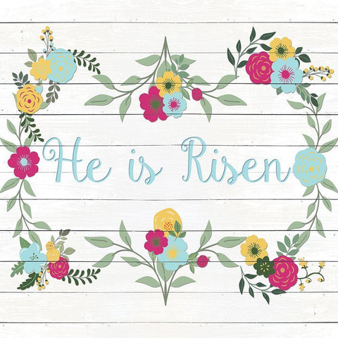 He is Risen Floral White Modern Wood Framed Art Print with Double Matting by SD Graphics Studio