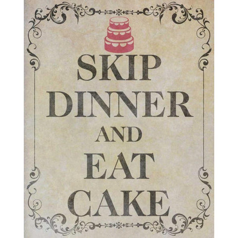 Eat Cake I Black Modern Wood Framed Art Print by SD Graphics Studio