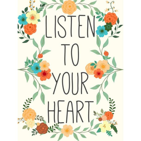 Heart and Love II Black Modern Wood Framed Art Print with Double Matting by SD Graphics Studio