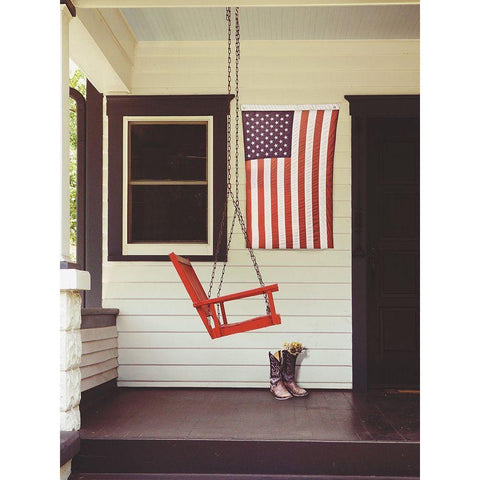 Patriotic Porch Black Modern Wood Framed Art Print with Double Matting by Peck, Gail