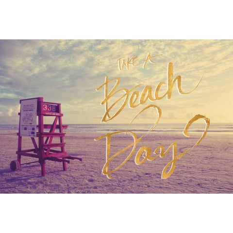 Take a Beach Day Gold Ornate Wood Framed Art Print with Double Matting by Peck, Gail