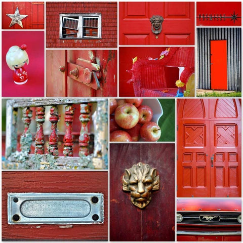 Apple Red Collage Black Modern Wood Framed Art Print by Peck, Gail