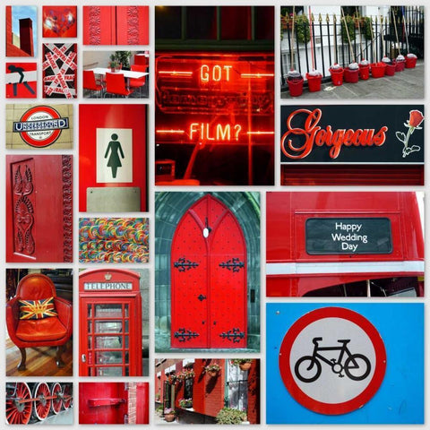 Stop Light Red Collage Gold Ornate Wood Framed Art Print with Double Matting by Peck, Gail