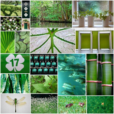 Forest Green Collage Black Modern Wood Framed Art Print by Peck, Gail