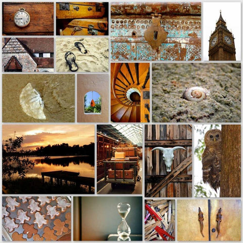 Naturally Brown Collage White Modern Wood Framed Art Print by Peck, Gail