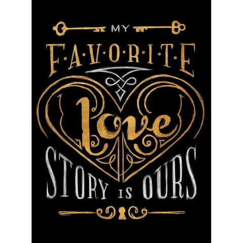 Black and Gold Love Story Border Gold Ornate Wood Framed Art Print with Double Matting by Sundance Studios