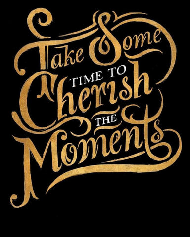 Cherish The Moments White Modern Wood Framed Art Print with Double Matting by SD Graphics Studio
