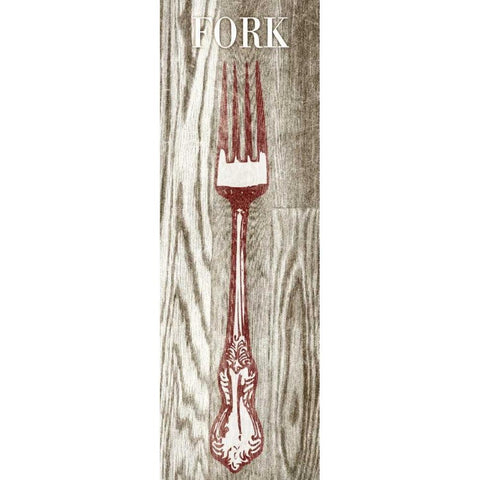 Fork and Spoon on Wood I Black Modern Wood Framed Art Print by Studio, Sd Graphics