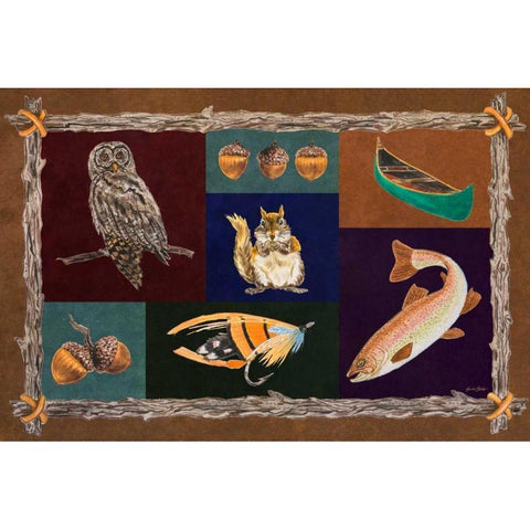 Elements of Nature Rectangle I Gold Ornate Wood Framed Art Print with Double Matting by Baliko, Linda