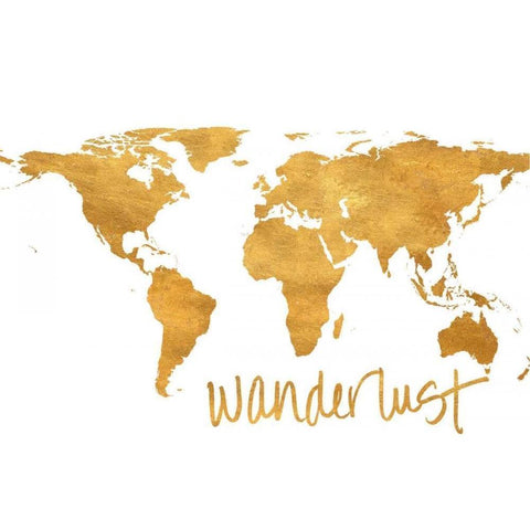 Wanderlust Map Gold Ornate Wood Framed Art Print with Double Matting by Studio, Sd Graphics