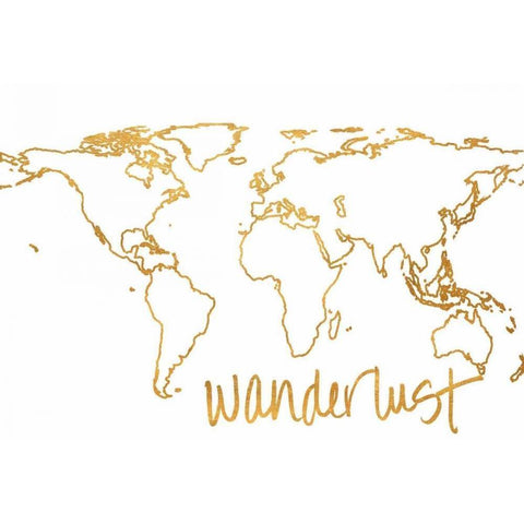 Gold Wanderlust White Modern Wood Framed Art Print by Studio, Sd Graphics