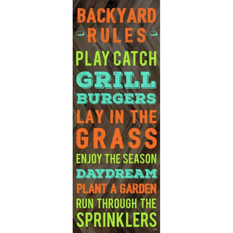 Backyard Rules Black Modern Wood Framed Art Print with Double Matting by Medley, Elizabeth