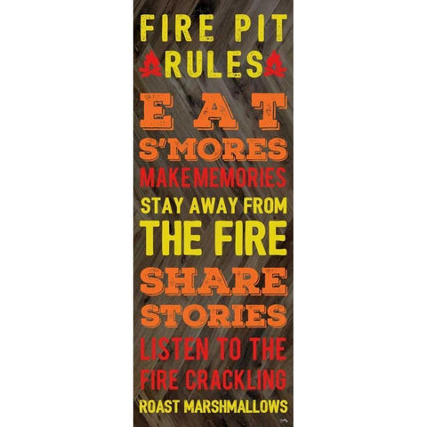 Fire Pit Rules Gold Ornate Wood Framed Art Print with Double Matting by Medley, Elizabeth