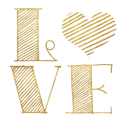 Love Heart Gold Gold Ornate Wood Framed Art Print with Double Matting by SD Graphics Studio