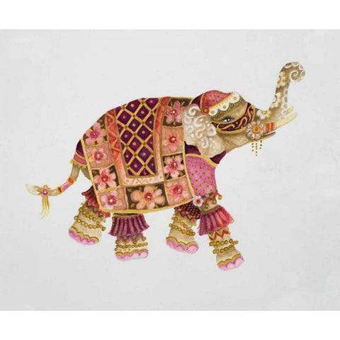 Pink Elephant I Black Modern Wood Framed Art Print with Double Matting by Gaynor, Janice