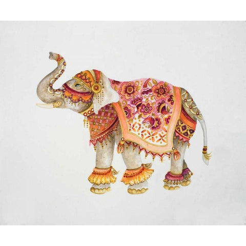 Pink Elephant II White Modern Wood Framed Art Print by Gaynor, Janice