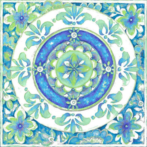 Azurite Medallion II Black Modern Wood Framed Art Print by Gaynor, Janice