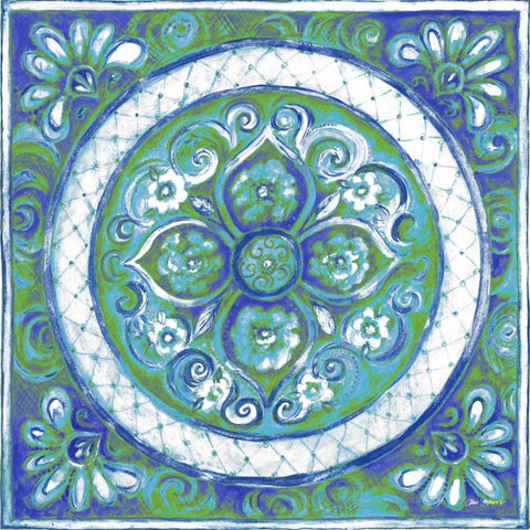 Azurite Medallion III Black Ornate Wood Framed Art Print with Double Matting by Gaynor, Janice
