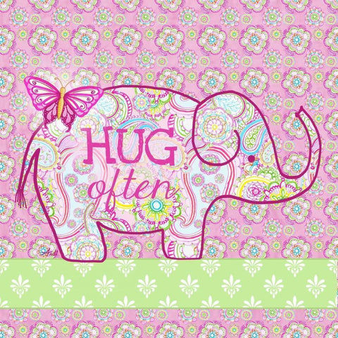 Elephant Border I White Modern Wood Framed Art Print by Metz, Andi